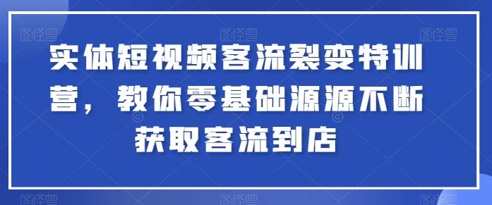 实体短视频客流裂变特训营，教你零基础源源不断获取客流到店-皮皮网创