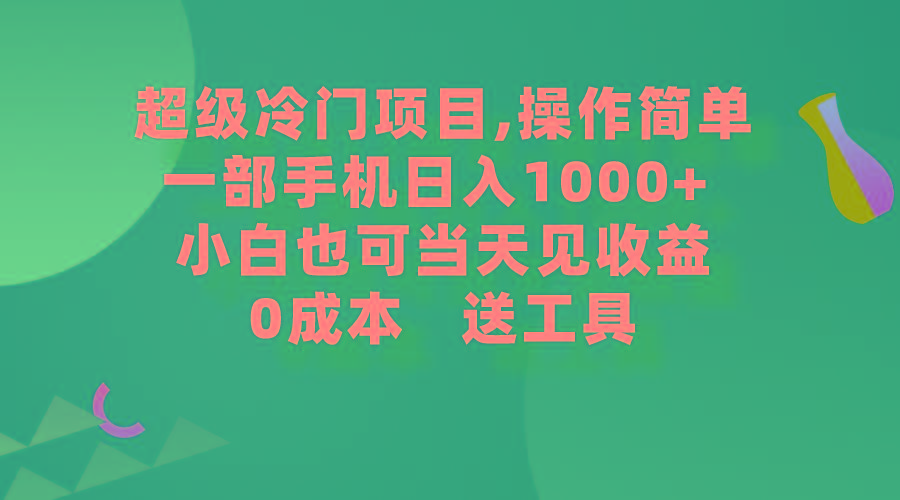 (9291期)超级冷门项目,操作简单，一部手机轻松日入1000+，小白也可当天看见收益-皮皮网创