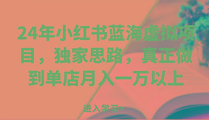 24年小红书蓝海虚拟项目，独家思路，真正做到单店月入一万以上。-皮皮网创