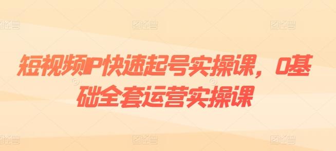 短视频IP快速起号实操课，0基础全套运营实操课，爆款内容设计+粉丝运营+内容变现-皮皮网创