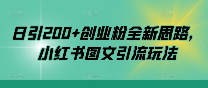 日引200+创业粉全新思路，小红书图文引流玩法【揭秘】-皮皮网创