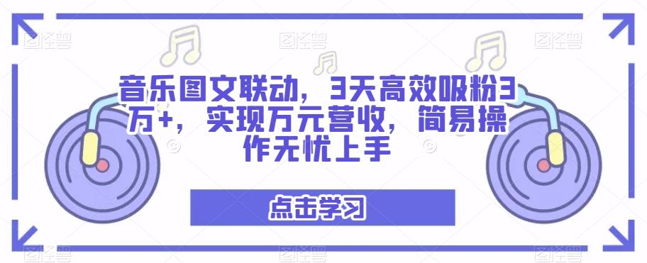 音乐图文联动，3天高效吸粉3万+，实现万元营收，简易操作无忧上手-皮皮网创
