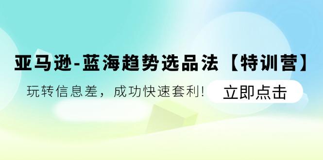 亚马逊-蓝海趋势选品法【特训营】：玩转信息差，成功快速套利!-皮皮网创
