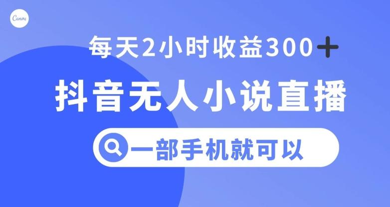 抖音无人小说直播，一部手机操作，日入300+【揭秘】-皮皮网创