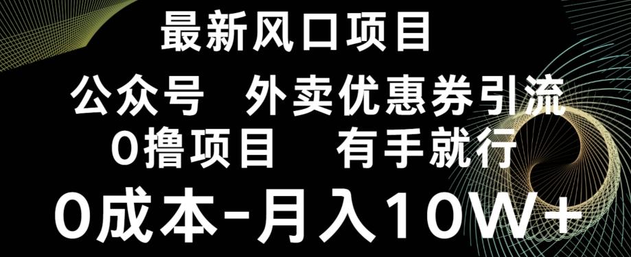 最新风口，0撸项目，抖音外卖公众号，优惠券引流，0成本月入10W+-皮皮网创