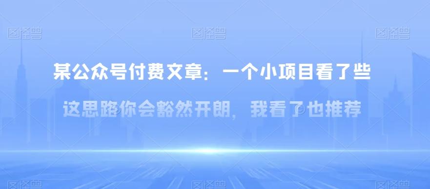 某公众号付费文章：一‮小个‬项目看了‮些这‬思‮你路‬会‮然豁‬开朗，我‮了看‬也推荐-皮皮网创