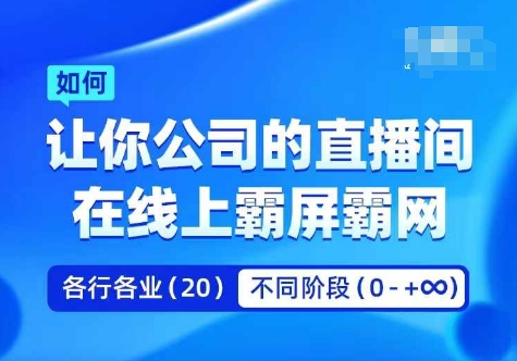 企业矩阵直播霸屏实操课，让你公司的直播间在线上霸屏霸网-皮皮网创