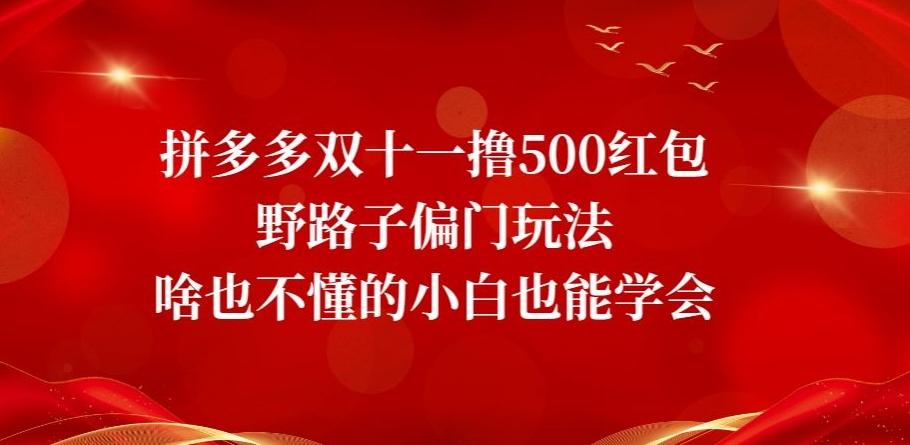 拼多多双十一撸500红包野路子偏门玩法，啥也不懂的小白也能学会【揭秘】-皮皮网创