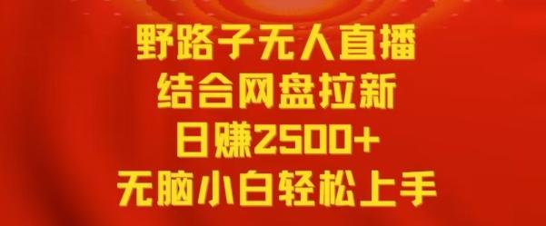 野路子无人直播结合网盘拉新，日赚2500+，小白无脑轻松上手【揭秘】-皮皮网创